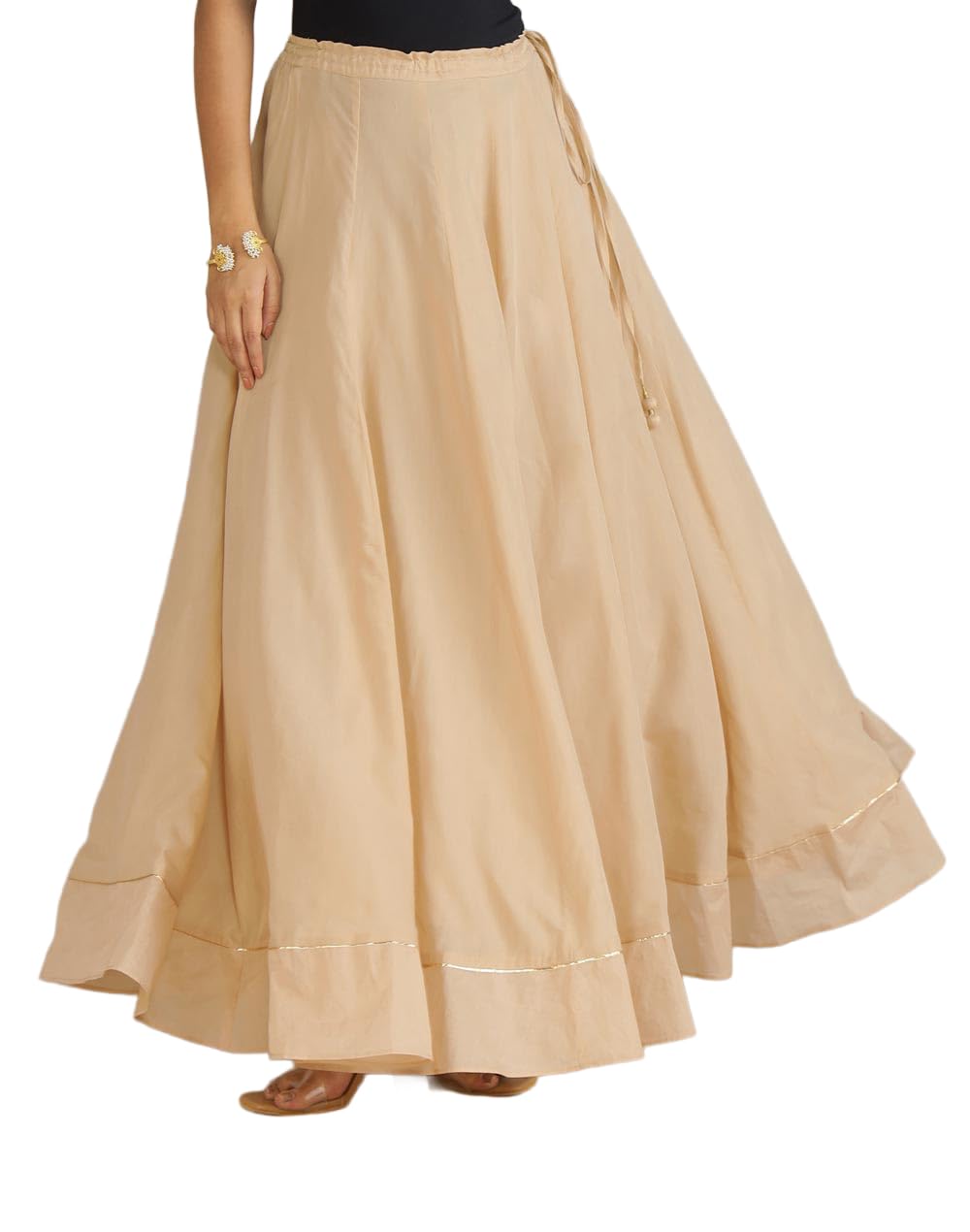 fabindia Beige Rayon Blend Solid Regular Fit Skirt-picture-10
