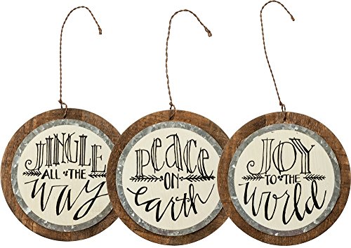 Primitives-by-Kathy-Tin-4-Inches-Diameter-MetalWireWood-Barn-Ornament-Set-of-3 Primitives by Kathy Tin 4 Inches Diameter MetalWireWood Barn Ornament Set of 3