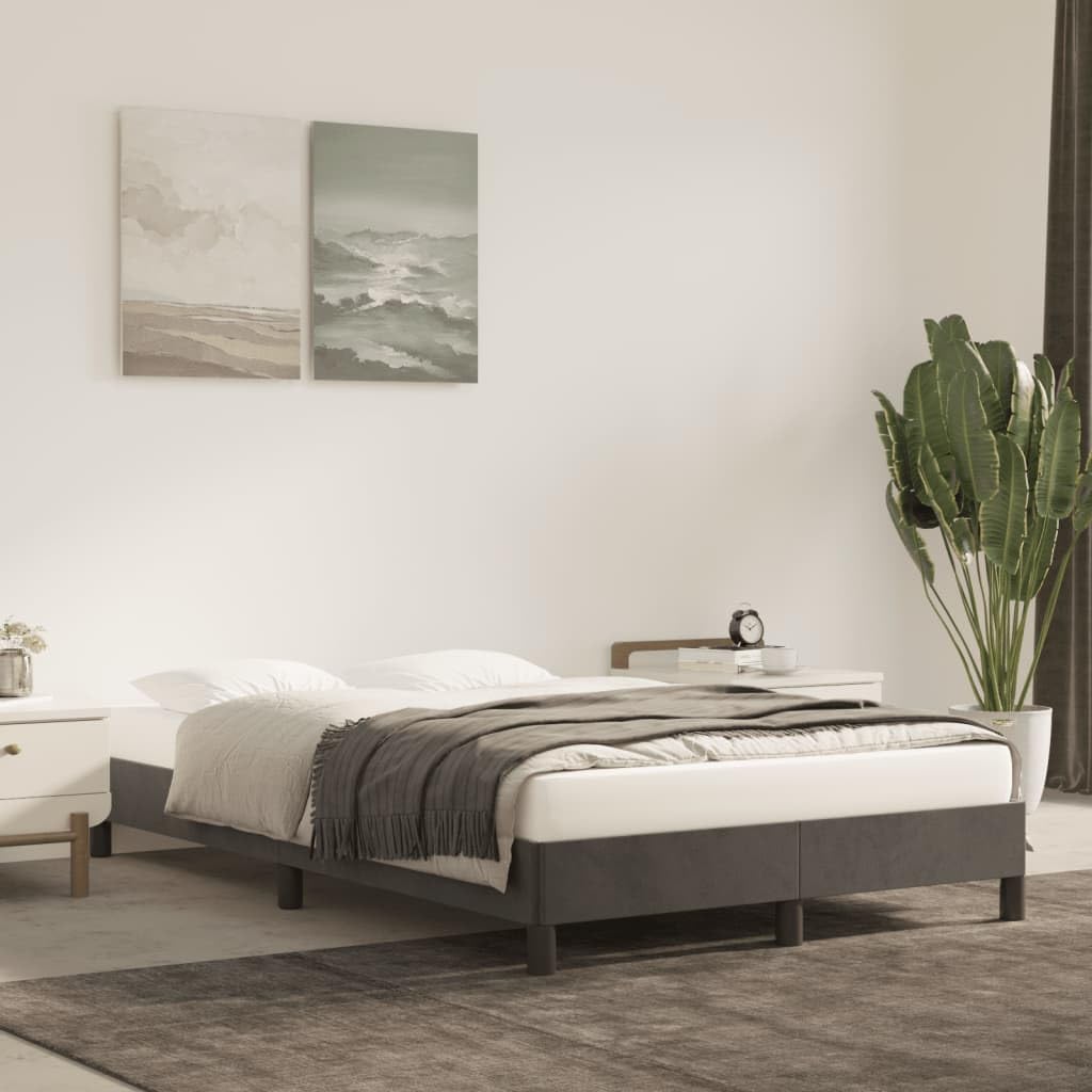 vidaXL Polsterbett, Bett Bettgestell mit Lattenrost, Schlafzimmerbett Doppelbett mit Stützbeinen, Bettrahmen Schlafzimmermöbel, Dunkelgrau 120x200cm Samt