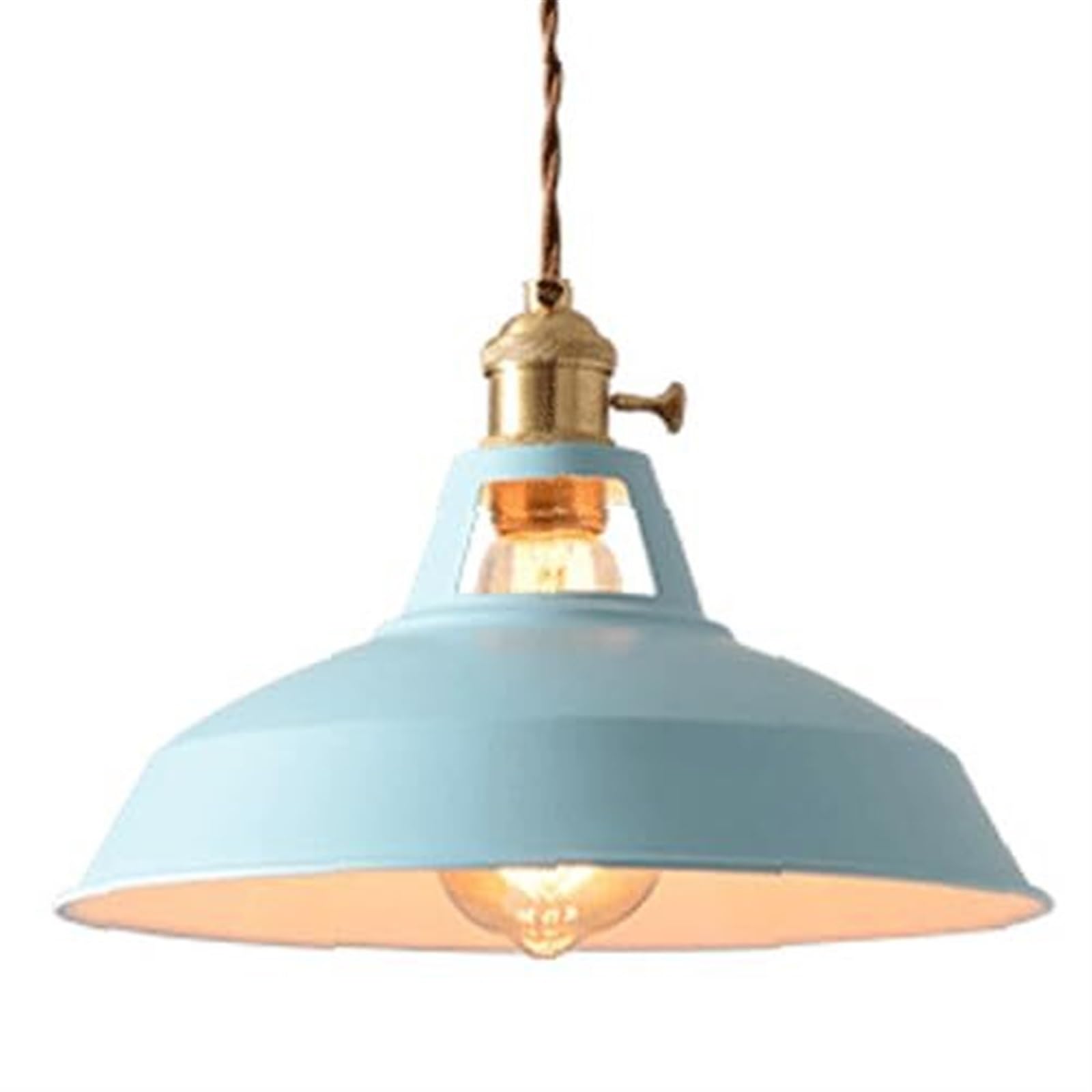 HXYSXHJUO Minimalist Wrought Iron Pendant Light with Colored Lampshade - E27 Base Flush Mount Chandelier for Balcony & Dining Room Décor(Blue)