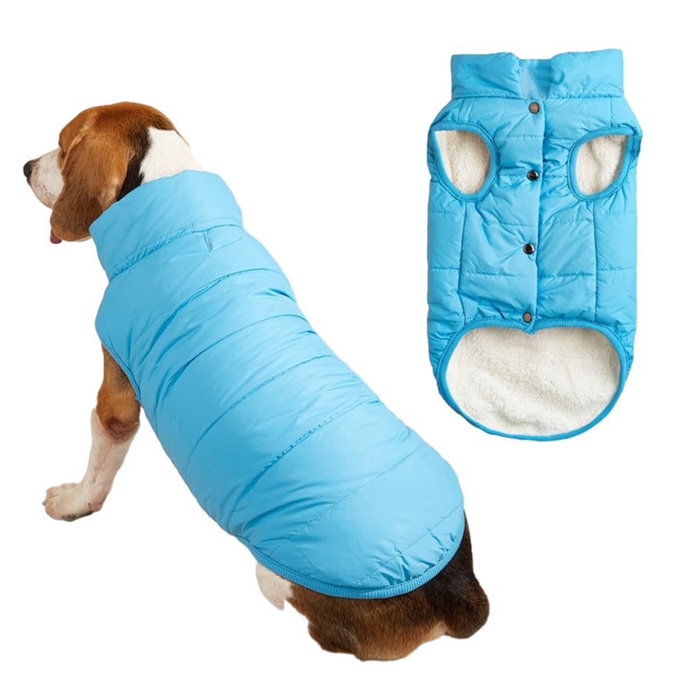 FANSU Dog Coats Waterproof, Winter Warm Dog Jacket Vest Pet Clothes for Cold Weather, Soft Cozy Dogs Jackets for Small Medium Large Dogs (XS,Sky Blue)