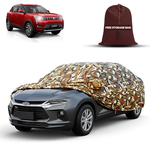 Image of MORNYRAY Car Cover for Mahindra XUV 300 | Fully Waterproof Car Body Cover | with Mirror & Antenna Pocket | Dustproof, Windproof & Anti-Scratch Lining, Camouflage