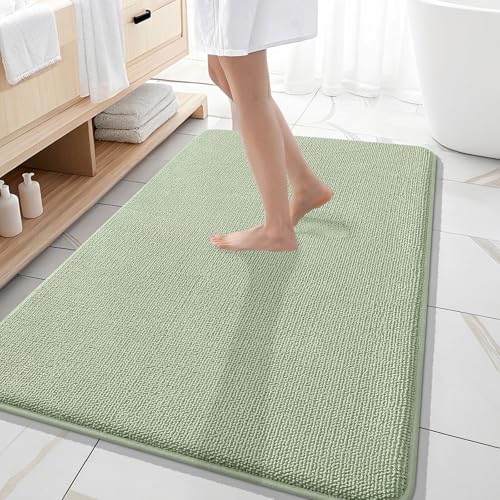 Image of OLANLY Thick Memory Foam Large Bathroom Rugs 59x35, Extra Soft Absorbent Bath Rug, Quick Dry Bath Mat, Non-Slip, Machine Washable Mats for Bathroom, Tub and Shower, Home Decor Accessories, Sage Green