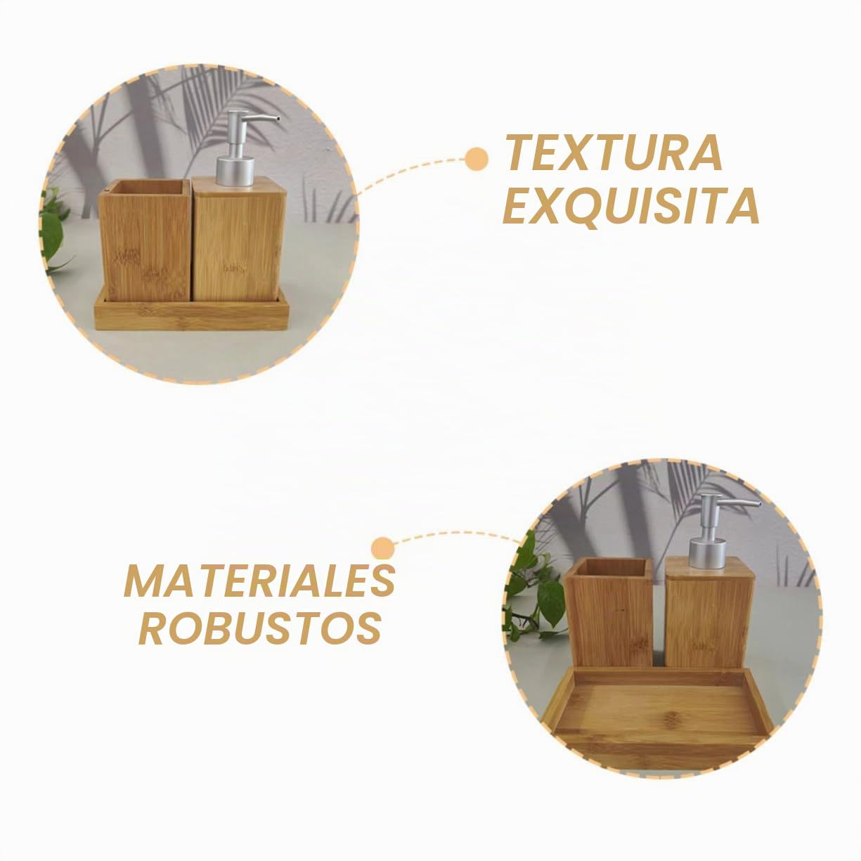 Yardenfun Juego De Accesorios De BañO De Bambú con Dispensador De JabóN Portacepillos Y Vaso Kit Completo para OrganizacióN Y Uso Diario En Hogar Y BañO