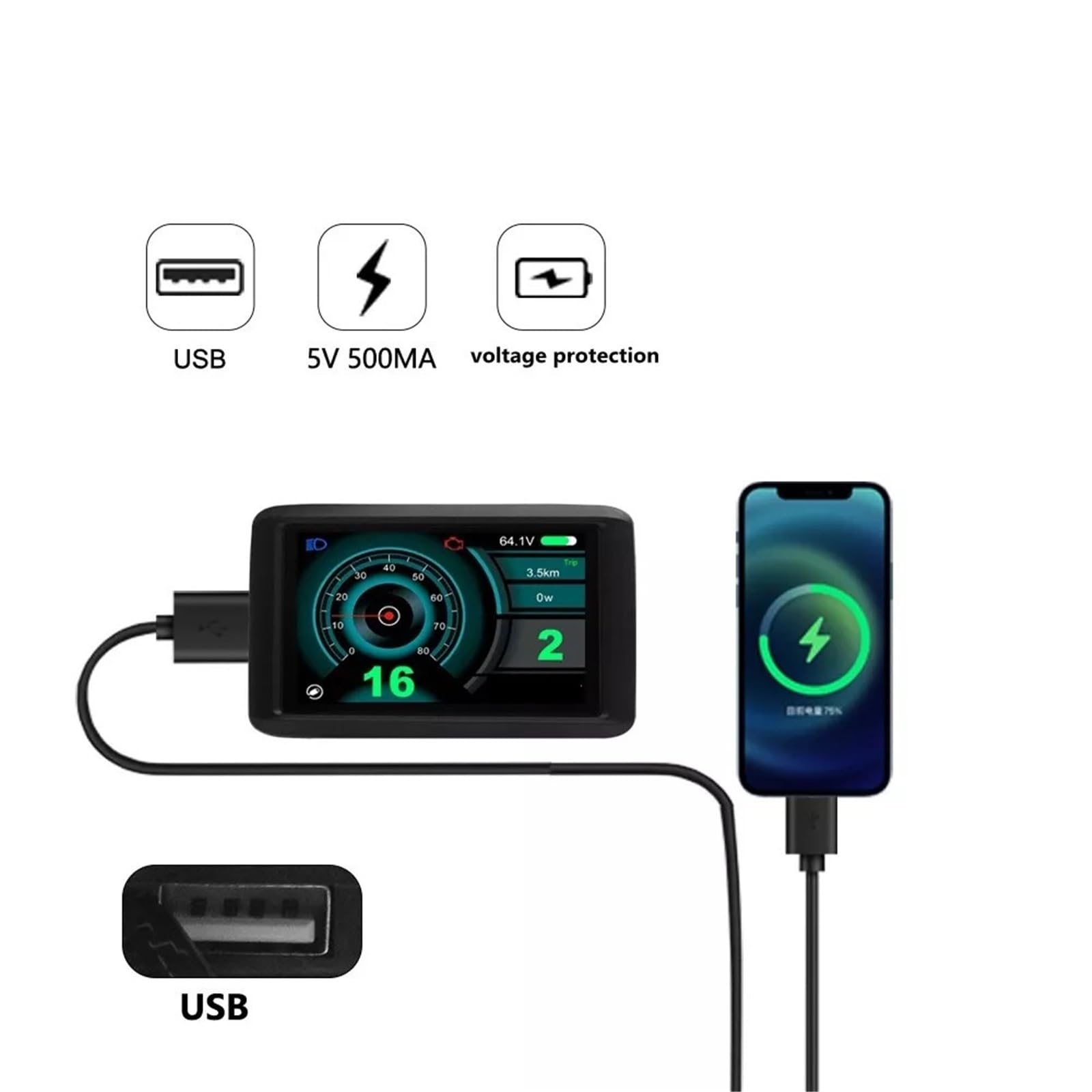 Pantalla para Ebike, Pantalla Color UKC1 para Panel LCD De Bicicleta Eléctrica