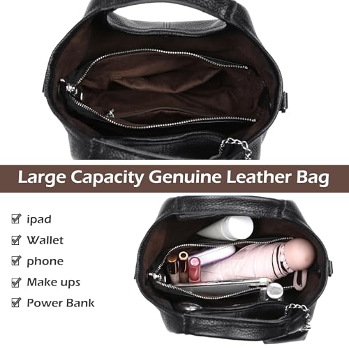 Makukke Genuine Leather Bucket Bags for Women, Small Handbags Crossbody Bag with Adjustable Shoulder Strap3