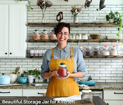 Homeyhoney 22 Oz Decorative Glass Jars With Airtight Lids, Handmade White Porcelain Rose On Lid, Decorative Glass Canisters With Airtight Lids, Glass Storage Containers With Lids For Candy Cookie #TOP4