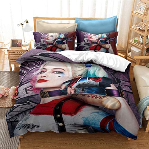 SK-YBB Amacigana Harley Quinn Parure de lit pour enfant avec housse de couette et taies d'oreiller Motif clown (1,200 x 200 cm) Cover