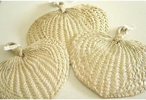 12 Natural Raffia Hand Fans Party Favors