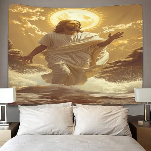 Tapisserie murale Jésus effet 3D habiller grand mur blanc
