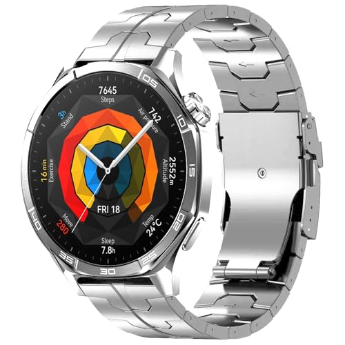 YINIXIN Titanium Metal Band Compatible with Huawei Watch GT 6/Pro/GT5 46mm,22mm Metal Strap for GT4/3/3 Pro 46mm Active/Classic/2 Pro/Sport/Elegan for Men and Women, Lightweight Skin-Friendly