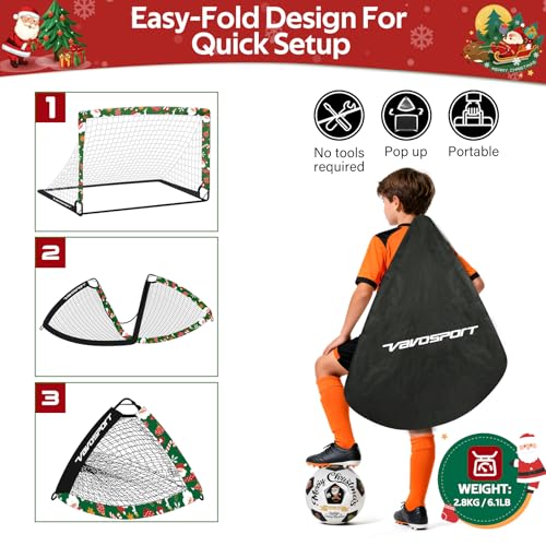 Image of Kids Soccer Goals for Backyard Set - 2 of 4' x 3' Portable Soccer Goal Training Equipment, Pop Up Toddler Soccer Net with Soccer Ball, Soccer Set for Kids and Youth Outdoor Games, Sports, Play