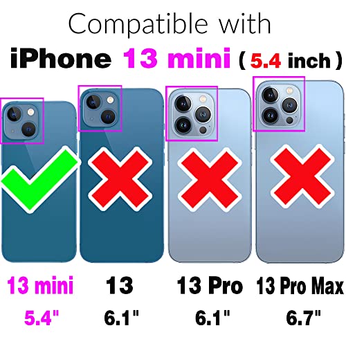Phone Case for iPhone 13 Mini 5.4 inch Wallet Cases with Tempered Glass Screen Protector and Leather Slim Flip Cover Card Holder Stand Cell Accessories iPhone13mini i iPhone13 13mini Women Rose Gold - Image 2
