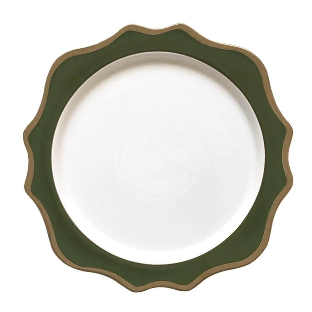 Talerze do makaronu, ceramiczne talerze deserowe, zastawa stołowa, ceramiczna zastawa stołowa, zielone złoto, oprawki, słonecznik, talerze obiadowe, kreatywne domowe talerze dekoracyjne,
