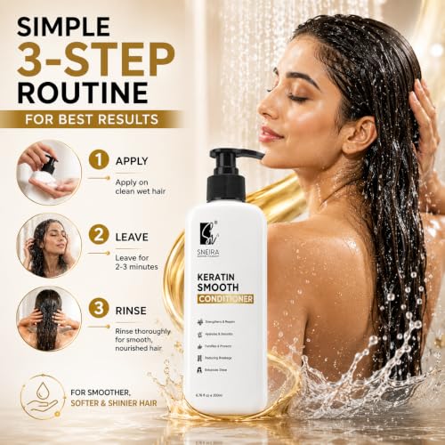 Image of Keratin Smooth Conditioner 400 ml, Repair for Reducing Hair Loss & Breakage, Upto 95% stronger hairs,Sulphate & Paraben free,Treatment For Dry & Frizzy Hair,Unisex Suitable for all hair types