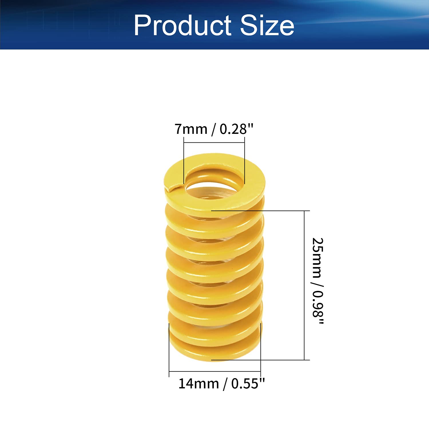 Metal Spring，Springs Compression Spring, 14mm OD 7mm ID 25mm Long Spiral Stamping Light Load Compression Mould Die Spring for 3D Printer Accessories Mechanical Equipment Yellow Tone 3pcs