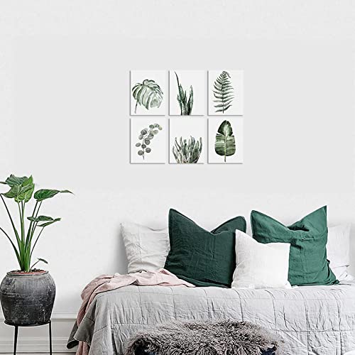 Hzsyf Green Plant Picture Wallart-Bathroom Kitchen Wall Decor Simple Life Tropical Leaf Canvas Paintings Nature Palm Banana Monstera Botanical Prints Contemporary Minimalist Posters Unframed 8X10Inch #TOP5