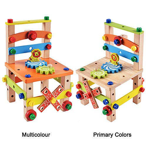 Valink Toddler Activity Table,Build Your Chair Montessori Toys Luban Chair Disassembly Toy Set Puzzle Blocks for Kids