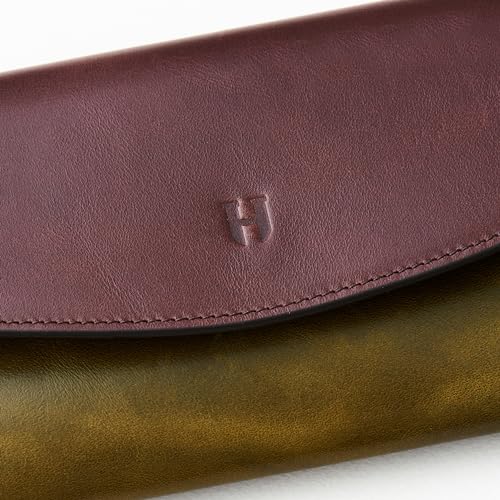 Handcrafted Full-Grain Leather Women’s Wallet, RFID Blocking, 12 Card Slots, 3 Compartments, Removable Zipper Coin Pouch, Gift Box & Pouch, Christmas & Birthday, Brown-Khaki3