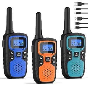 Wishouse Walkie Talkies for Adults Long Range-Handheld 2 Way Radios Rechargeable,Hiking Accessories Camping Gear Xmas Birthday Gift for Kids with Lamp,SOS Siren,NOAA Weather Alert,Easy to Use 3 Pack