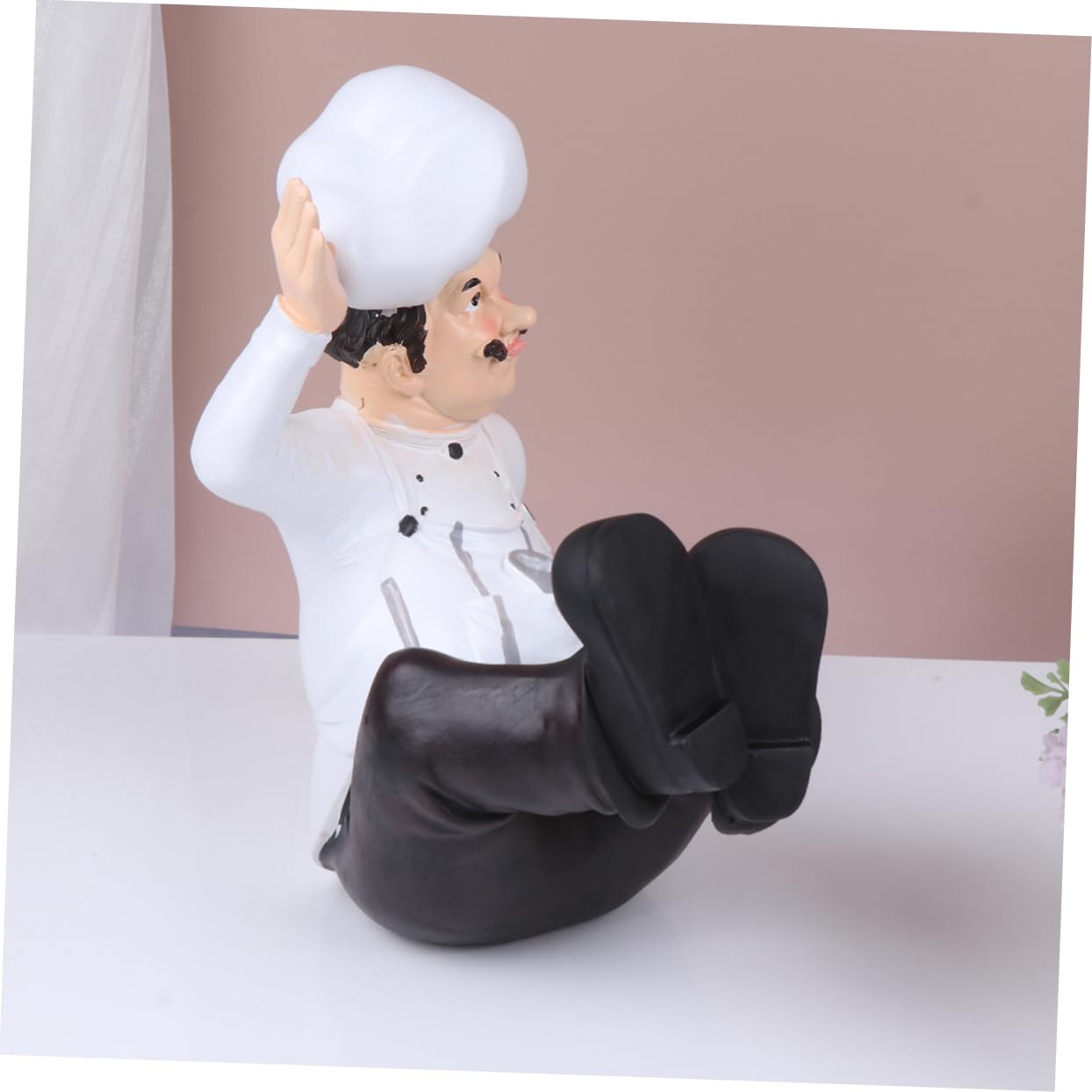 Statua di Chef in Resina Design Classico Decorazione per Ristorante e Casa Base Stabile per Arredamento Cucina e Tavolo