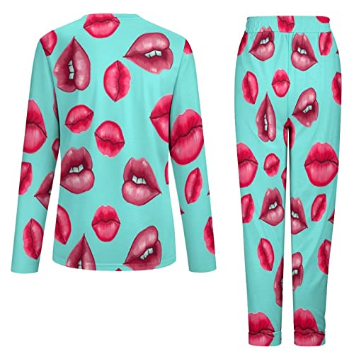 Red Lips レディース パジャマセット 寝間着 長袖トップス＆