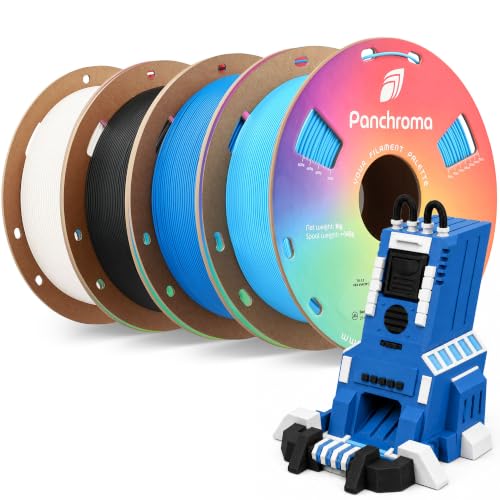 Image of Polymaker Panchroma Matte PLA 3D Printer Filament Bundle 4kg, 1.75mm | High Speed 3D Printing Filament Fits for Most FDM Printers, Cotton White*1+Charcoal Black*1+Sapphire Blue*1+Sky Blue*1