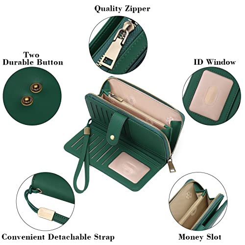 Image of GAEKEAO RFID Leather Wristlet Wallet for Women with Grip Strap