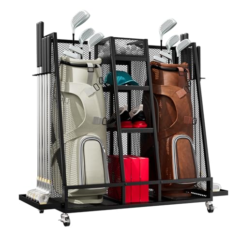 Support sac de golf garage double avec bac pour jouets - 2