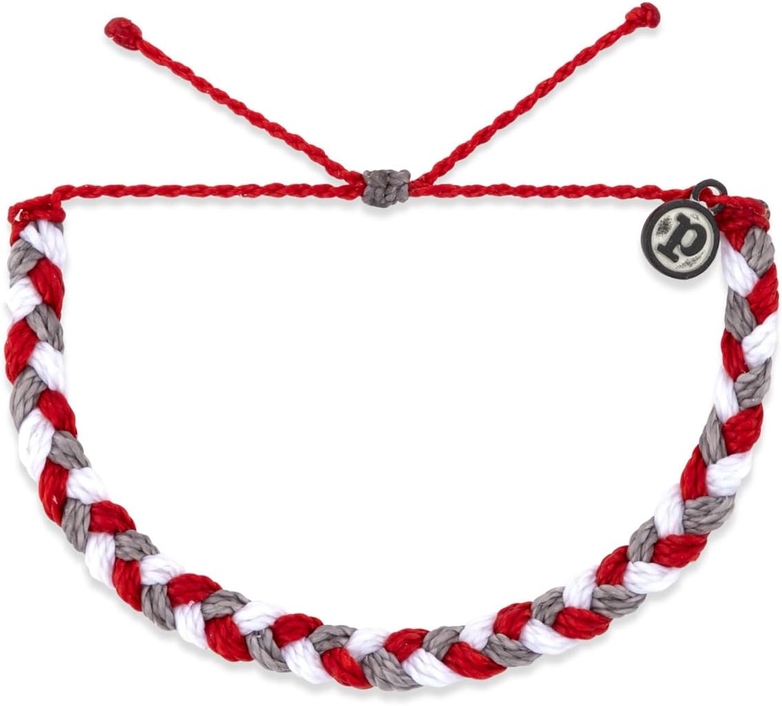 Pulsera apilable Pura Vida trenzada mujer rojo/gris/blanco