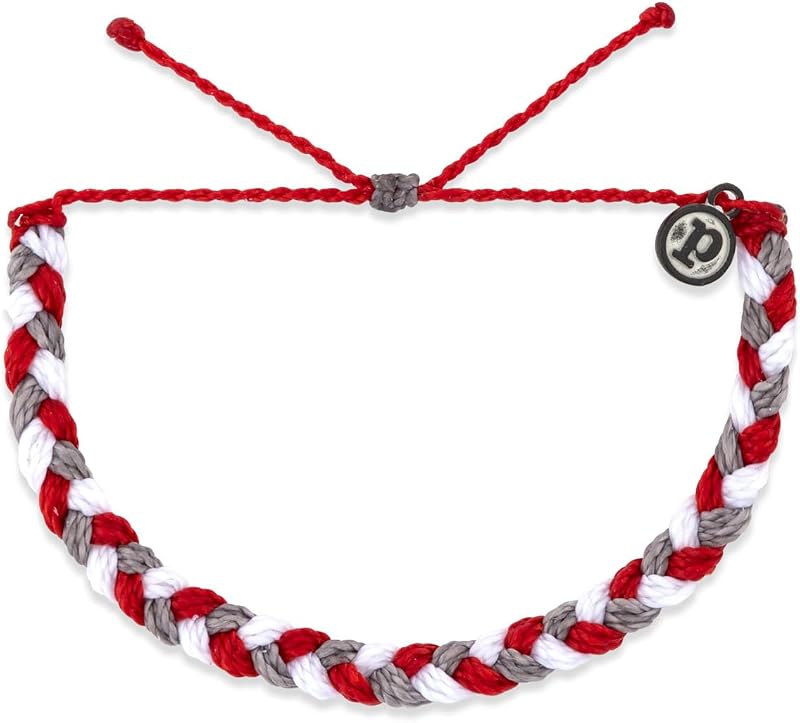 Pura Vida Braided Womens Stackable Bracelet Red/Grey/White