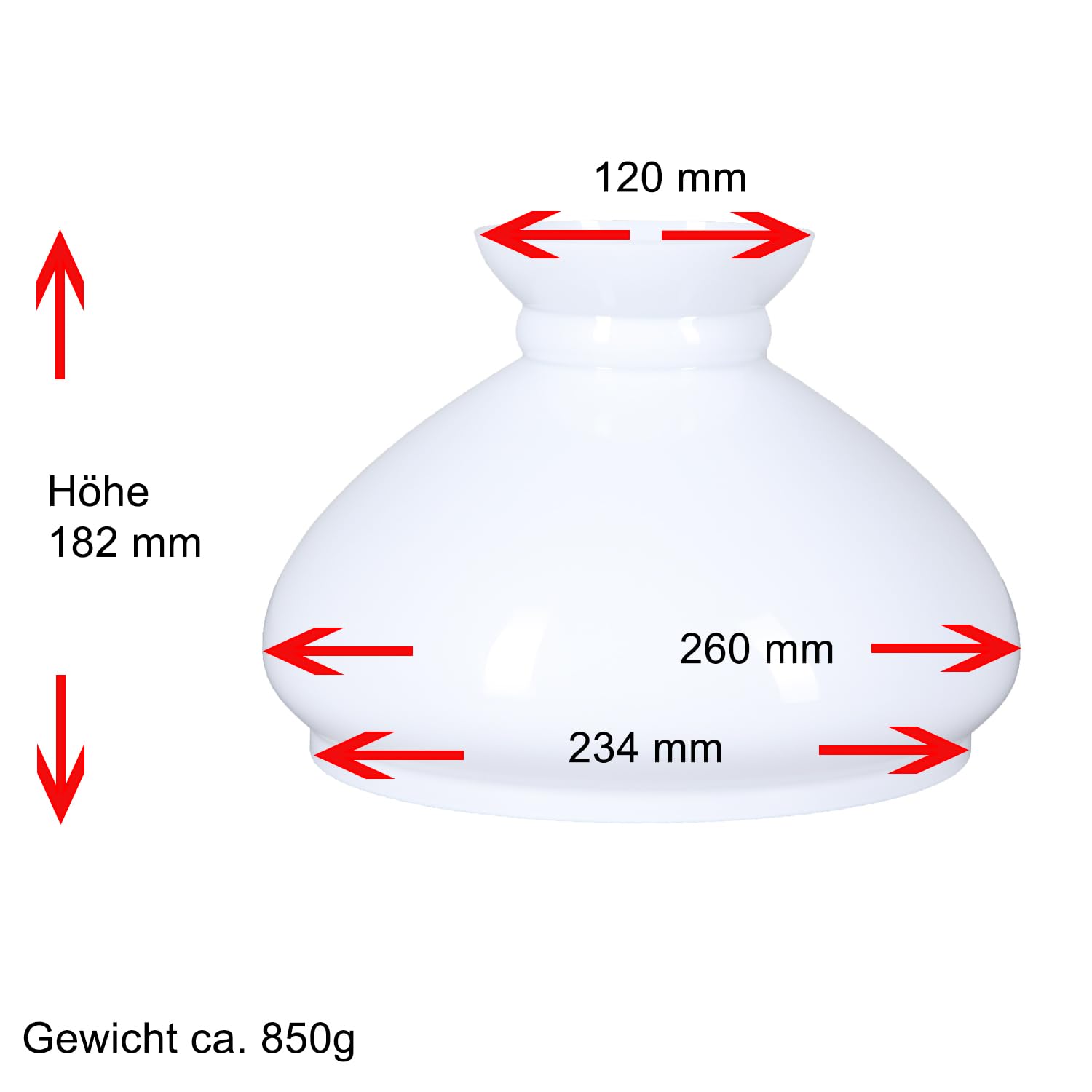 Petroleumglas opal weiß Ø 234mm Lampenglas Ersatzglas Petroleumlampe Glasschirm E27