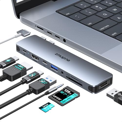 Image of USB C Hub Adapter for MacBook Pro Air 2022 2021 2020 2019 Docking Station for MacBook M1 M2 USB C to HDMI Mac Accessories Multiport Dongle with 4K HDMI USB 3.0 SD TF Thunderbolt 3 USB-C Port Type C