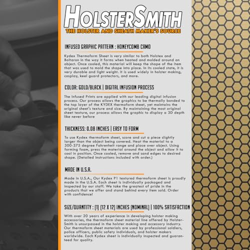 Image of KYDEX Thermoform Sheet - (Honeycomb Camo) - (Liquid Metal) - (Gold /Black) - (12in x 12in) - (1 Sheet) - (for Holster Making, Cosplay, Hobby) - (USA Made)