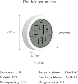 Thermohygrometer Automatic Smart Sensor Qingping Digital Thermometer And Amp Hygrometer Monitor LCD Screen Data(Lite C 3 pcs)