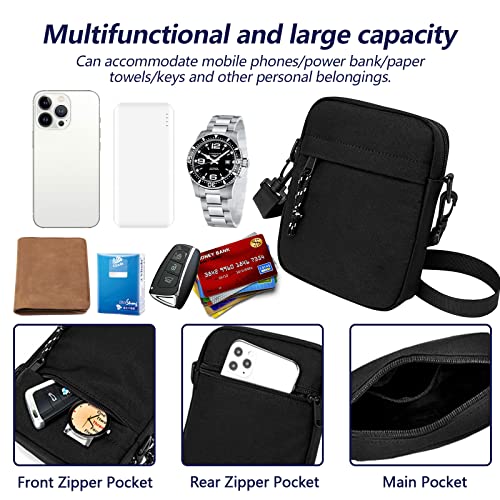 Lizbin Small Crossbody Bag for Men, Mini Messenger Bag Side Shoulder Bag for Phone Passport, Casual Satchel Bag Phone Purse, Mini Sling Bag Fanny Pack Water Resistant for Travelling, Hiking (Black) by Lizbin - Used condition - Image 4