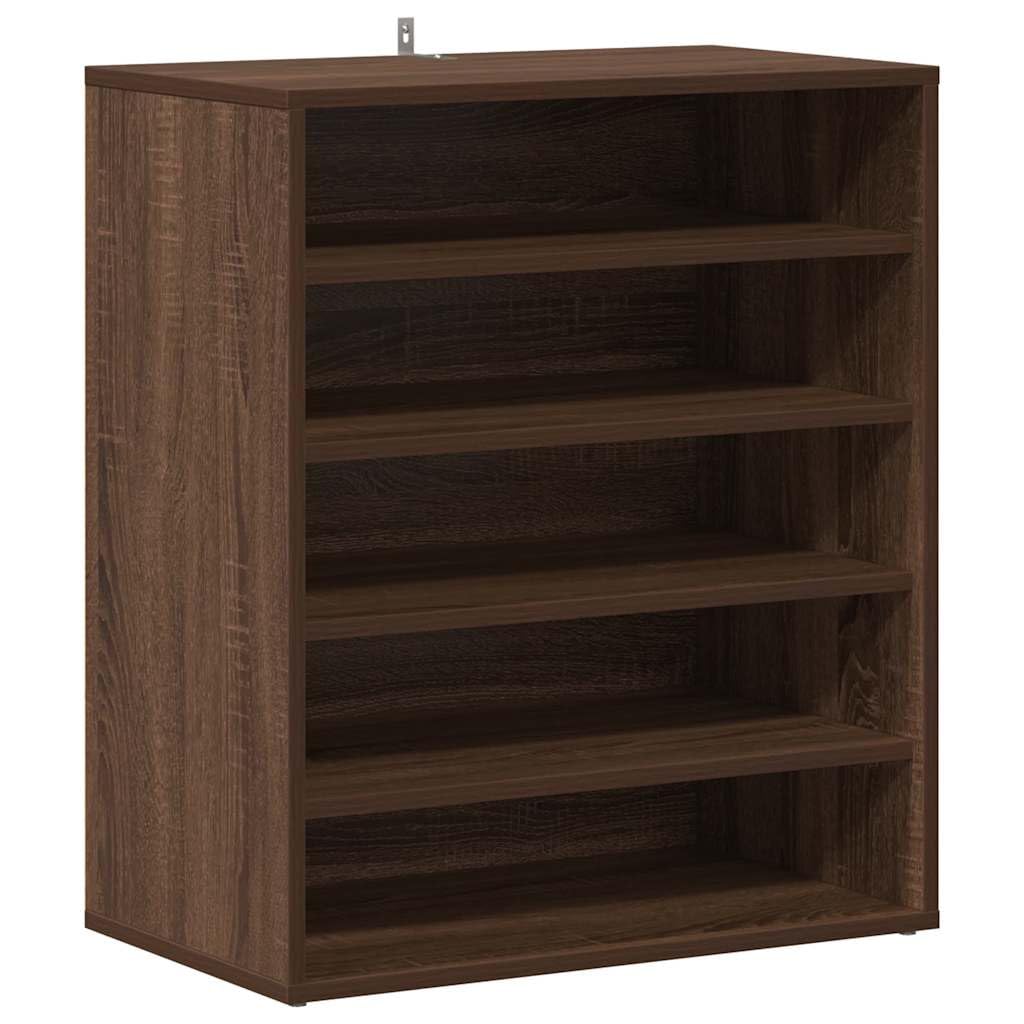 Elegante armario de pasillo marrón con estantes estables de madera
