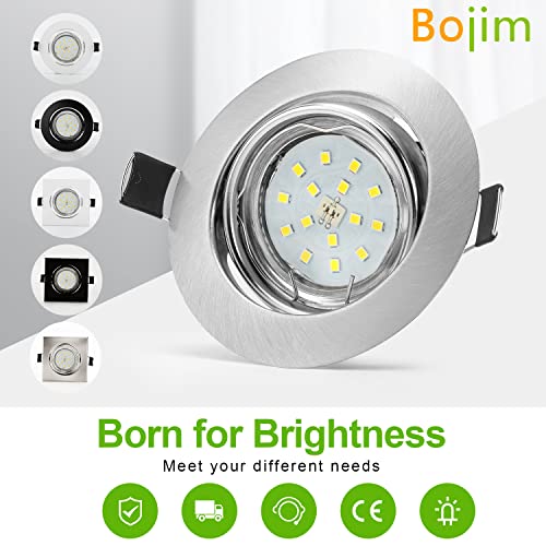 Bojim Spot LED Encastrable Plafond Orientable, 10x 6W Éclairage Encastré GU10 Blanc Neutre 4000K Spot Plafond 550lm Equivalente de 54W 120°d'éclairage 220V Métal Nickel Non Dimmable IP20 - Image 8