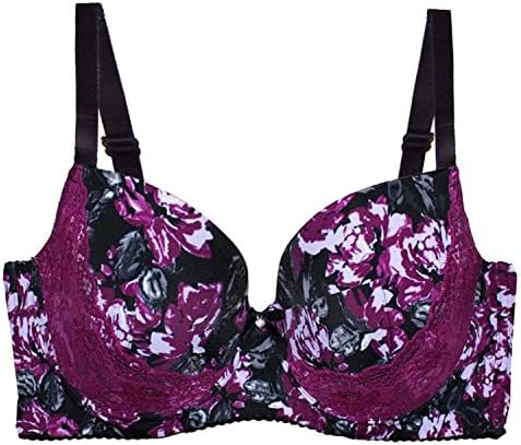 MIERSIDE Women's Red/Purple Plus Size Sexy Printing Demi Bra