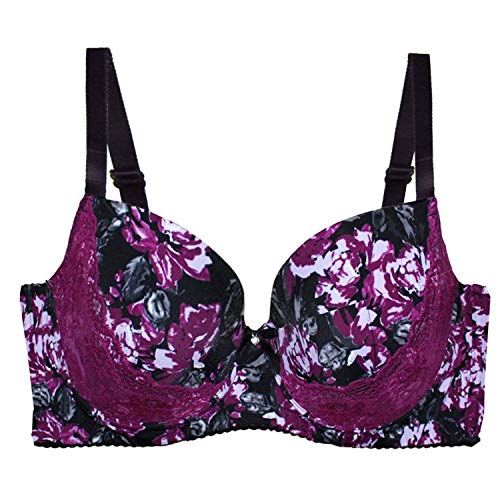 MIERSIDE Women's Red/Purple Plus Size Sexy Printing Demi Bra