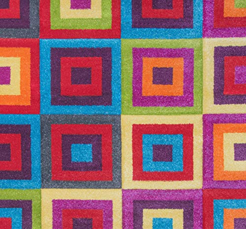 SrS Rugs® Candy Rainbow Rug - for Living Room, Lounge, Hallway, Kids Room, Playroom, Nursery - Boys & Girls - Hippy - Pride - Brighten Your Home (Squares, 80cm x 150cm) - Image 4