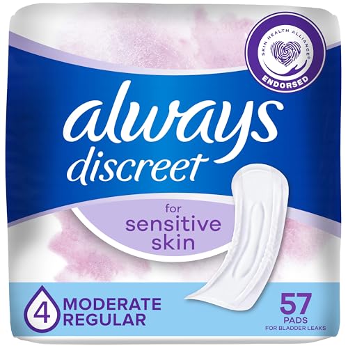 Always Discreet Incontinence Pads for Women with Bladder Leaks, Sensitive Skin Pads Moderate...