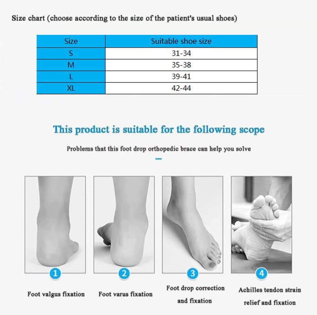 REHOOF Drop Foot Brace Orthese, Plantarfasziitis Kompressionsbandage, Riemen Fuß Drop Fuß Nervenverletzung Rehabilitationstraining für Schlaganfall-Hemiplegie Right,Large