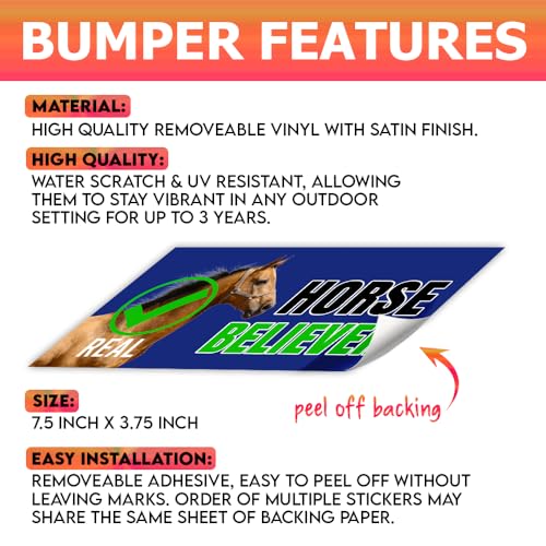 Image of (3Pcs - 7.5x3.75 in) Horse Believer Car Bumper Sticker, Funny Quirky Car Decal, Adult Humor Truck Minivan Trailer Vehicle Decoration, Teens Meme Car Accessories, Gift for Family, Friends