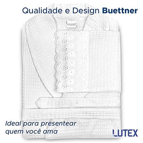 Roupão Piquet Buettner Renascença Renda Cristal Bordada - 100% Algodão - Laise Unissex Feminino Masc