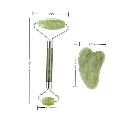 Miniatura 7 de Rodillo de jade para cara, Gua Sha, herramienta de drenaje linfático para cara, ojos, cuello, cuerpo, estiramiento de la piel, reduce las arrugas y