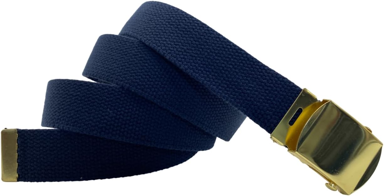 Canvas Belt with Brass Buckle - Military, Golf, Up to 55" Waist Size - Image 3