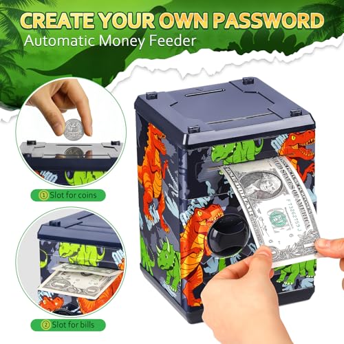 Image of ATM Piggy Bank for Boys Girls, Mini ATM Coin Bank Kids Safe with Password
