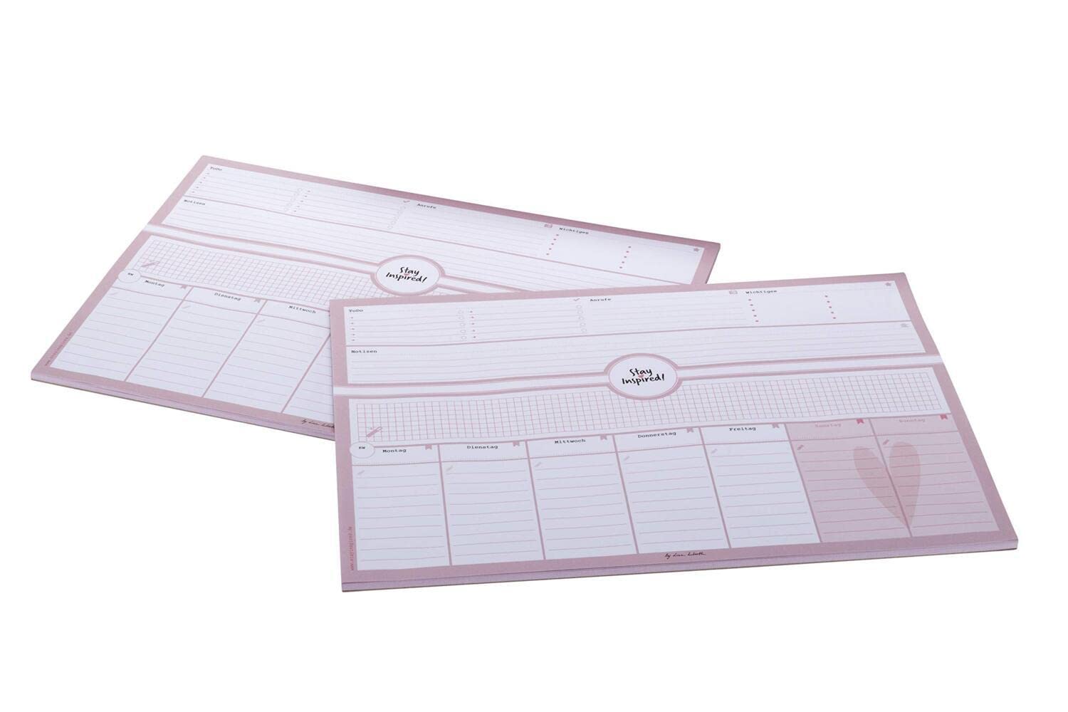 Schreibtischunterlage in pink/rosa aus Papier mit 50 Blatt zum Abreißen –im Format DIN A3 -Für Kinder und Erwachsene – Abrissplaner mit Wochenplaner ... 2023 – Stay Inspired by Lisa Wirth