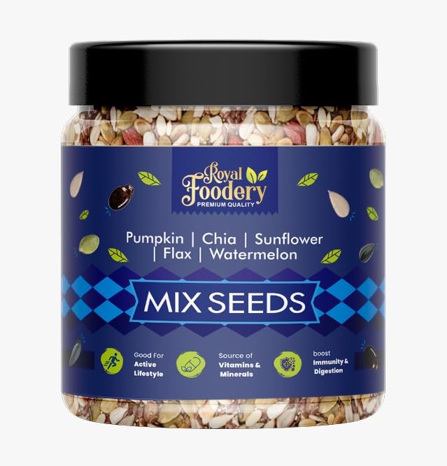 Royal Foodery Healthy Seeds Mix For Weight Management, Pumpkin, Sunflower, Watermelon, Flax & Chia Seeds (1kg) Improved Digestion, Muscle Building, Healthy Heart With Omega-3 & Protein Support (B0CQYZCFG6) Amazon Price History, Amazon Price Tracker
